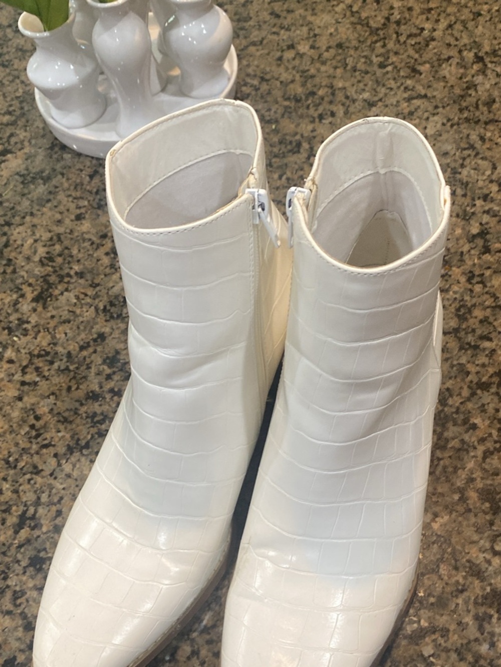 Coconuts by Matisse White Croc-Embossed Ankle Booties